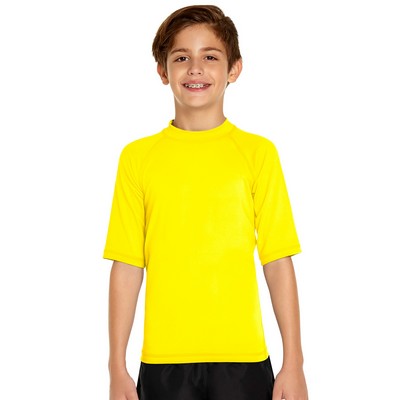 Youth Short Sleeve Rash Guard - Yellow