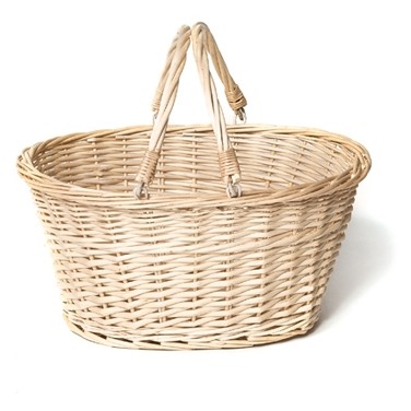 Oval Wicker Gift Basket w/Dual Top Swivel Handles (15"x11 1/2"x7"x13"D)