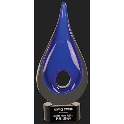 Making a Difference Blue Rain Drop Art Glass Award - 11 1/4'' H