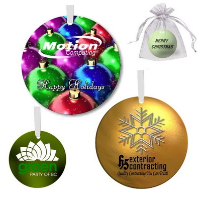 4" Round Metal Ornaments