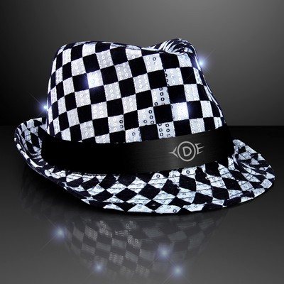 Custom Sequin Checkered Flashing Fedoras - Domestic Print