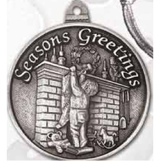 Mini Stock Design Season's Greetings Child w/ Stocking Pewter Ornament