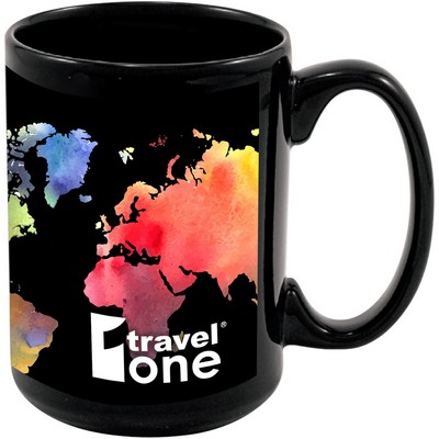 15 Oz Full Color Black Stoneware Magna Mug