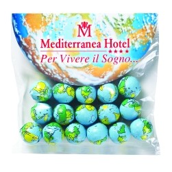 Chocolate Earth Balls in Large Round Top Header Bag