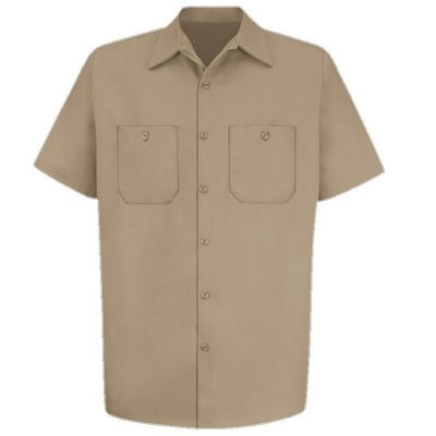 Red Kap™ Men's Short Sleeve Wrinkle Resistant Cotton Work Shirt - Khaki Tan