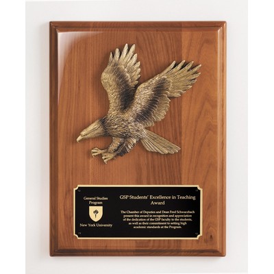 Walnut Piano Finish Plaque, Eagle, 9x12"