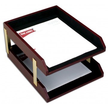 Two-Tone Leather Double Letter Trays