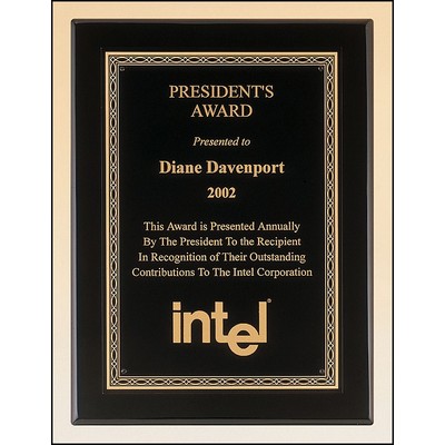 Black Piano Finish Plaque with Diamond Florentine Plate , 11 x 14"