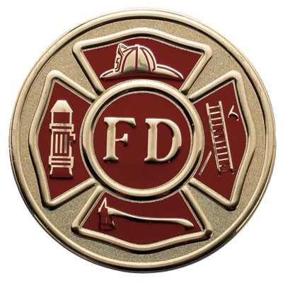 2" Fire Department Embossed Litho Printed Medallion Insert Disc