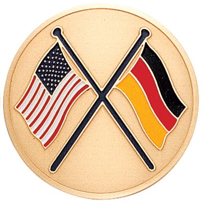 2" American & German Flags Etched Enameled Insert Disc