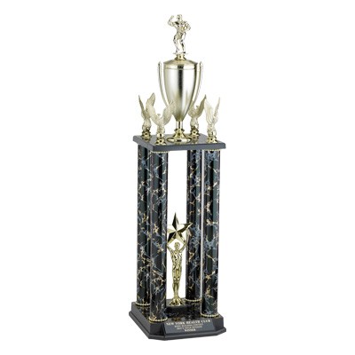 32" Four Marbled Column Trophy w/Cup & Figure (Sold Separately)