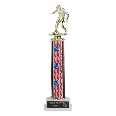 13½" Single Column Stars & Stripes Trophy - Takes Figure