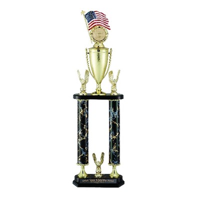 27" Black & Gold 2-Column Trophy, Takes Figure, Riser & Insert