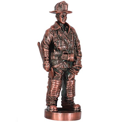 7" Antique Finish Metal Coated Resin Fireman Figure