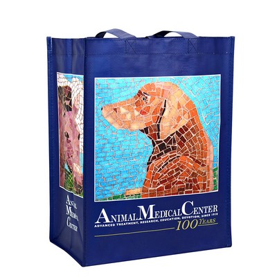 Custom Full-Color Laminated Woven Promotional Tote Bag 12"x15"x7"