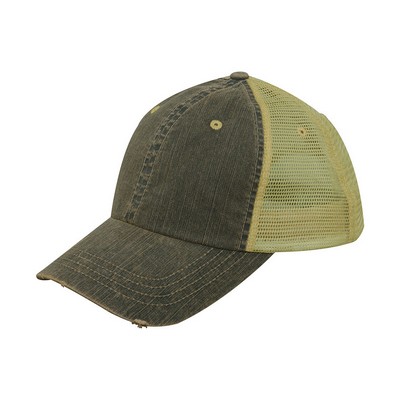 Distressed Dirty Washed Herringbone Trucker Cap