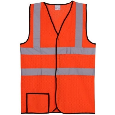 Orange Solid Dual Stripe Safety Vest (Large/X-Large)