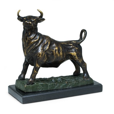 Bull Sculpture On Marble Base