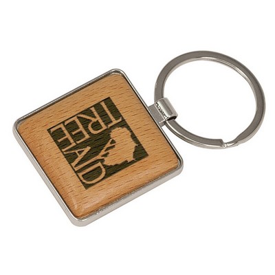 Metal/Wood Square Key Chain