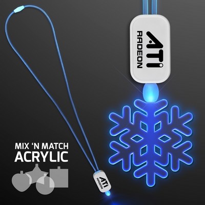 Necklace Blue LED Lanyards with Acrylic Snowflake Pendants - Domestic Imprint