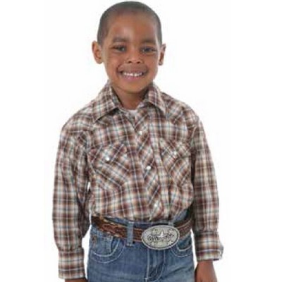 Wrangler® Boys' Long Sleeve Dress Western Plaid Snap Shirt