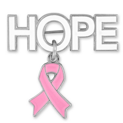 Hope with Pink Ribbon Charm Pin