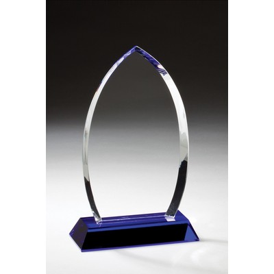 Clear Oval Optic Crystal Award on blue - 9 1/2'' H