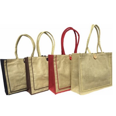 2 Tone Tuscany Jute Bag (18"x14"x6")