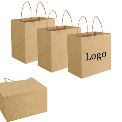 Natural Kraft Twisted Paper Handle Shopping Bag-9.8" x 8.6" x 6.3"