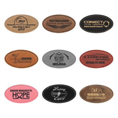 1.75" x 3.25" - Premium Leatherette Name Tags or Badges - Oval