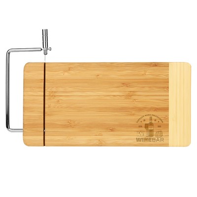 Bamboo Rectangle Cutting Board w/ Metal Cheese Cutter