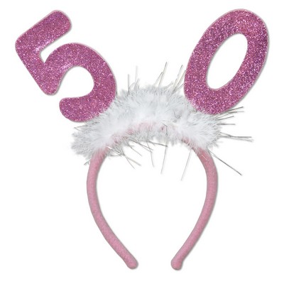 Numbered Glittered Boppers W/Marabou Headband