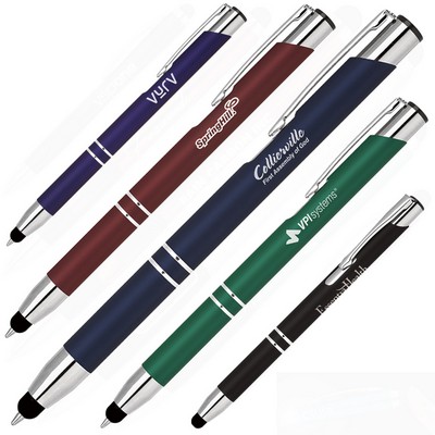 Click action aluminum stylus pen, Rubber finish barrel