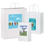 Short Run Imprinted White Kraft Bag (13"x7"x17")