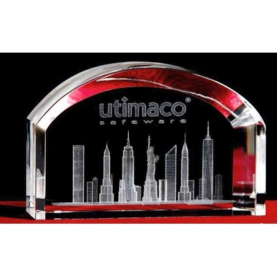 3-D Crystal New York Skyline in Arch Award (3 1/8")