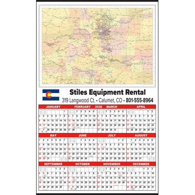 Large Colorado State Map Year-In-View® Calendar