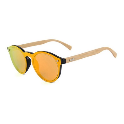 Bamboo Sunglasses - Red Mirror Lenses - Black Frames