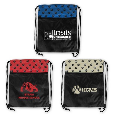 Paw Print Drawstring Backpack