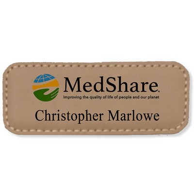 Leather Name Badge with Stitching and Magnet Attached (1" x 3")