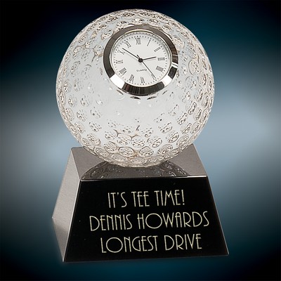 Crystal Golf Ball Clock On Black Base