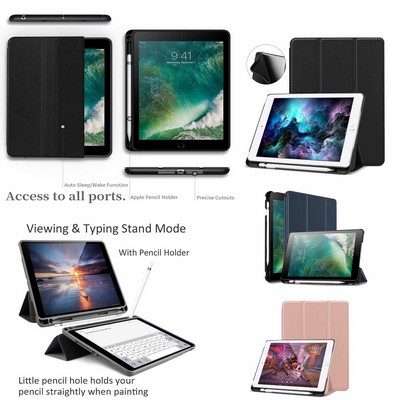 Kidder iPad Pro 10.5 Smart Cover Case with Pencil Holder (Black)