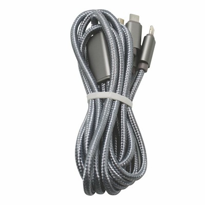 3 in 1 Micro/TypeC / Lightning Compatible Charging Cable - 6ft