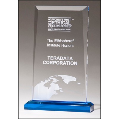 Apex Series Clear Acrylic Award w/Blue Highlights & Blue Base (6"x 9.75")