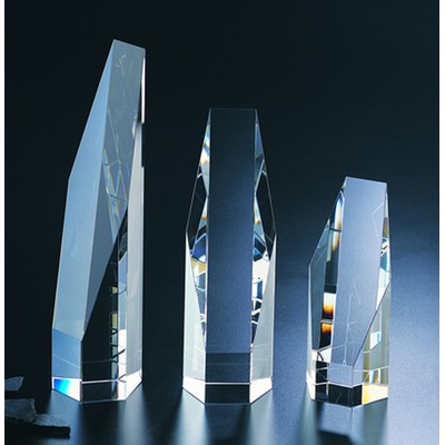 Hexagon Tower optical crystal award/trophy 6"H