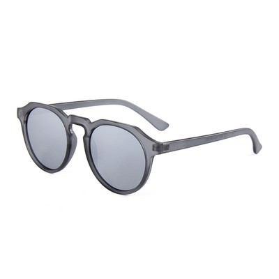 Sunglasses - Mirror Lenses - Clear Gray Frames