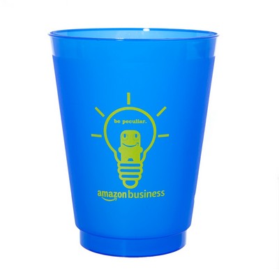 16 oz. Court Side Frosted Plastic Stadium Cup (2 Color Imprint)