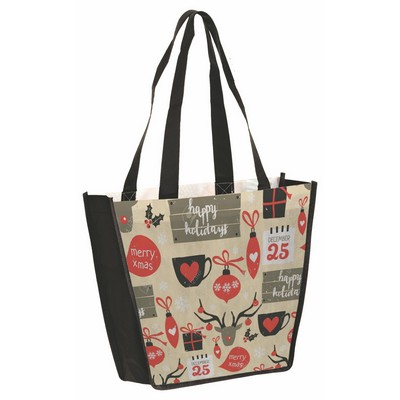 P.E.T. Non-Woven Dye Sublimated Trapezoid Shaped Tote Bag