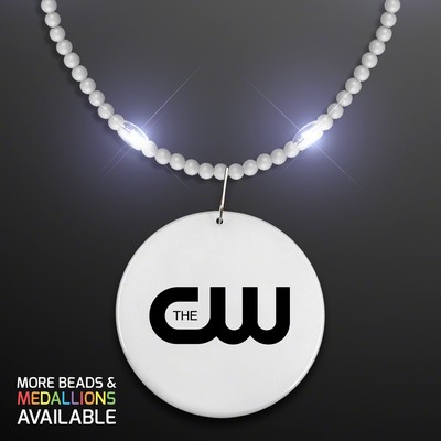 Still-Light White Beads with Medallion - Domestic Print