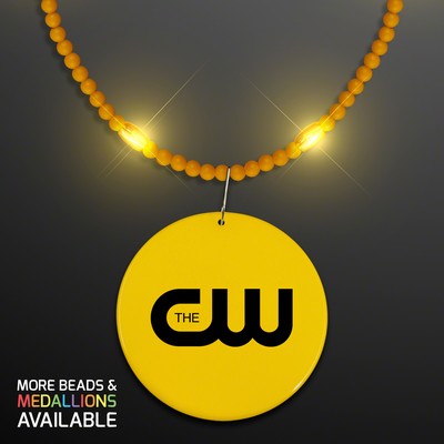 Still-Light Yellow Beads with Medallion - Domestic Print