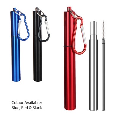 Collapsible Straw/Brush Set in Aluminum Case